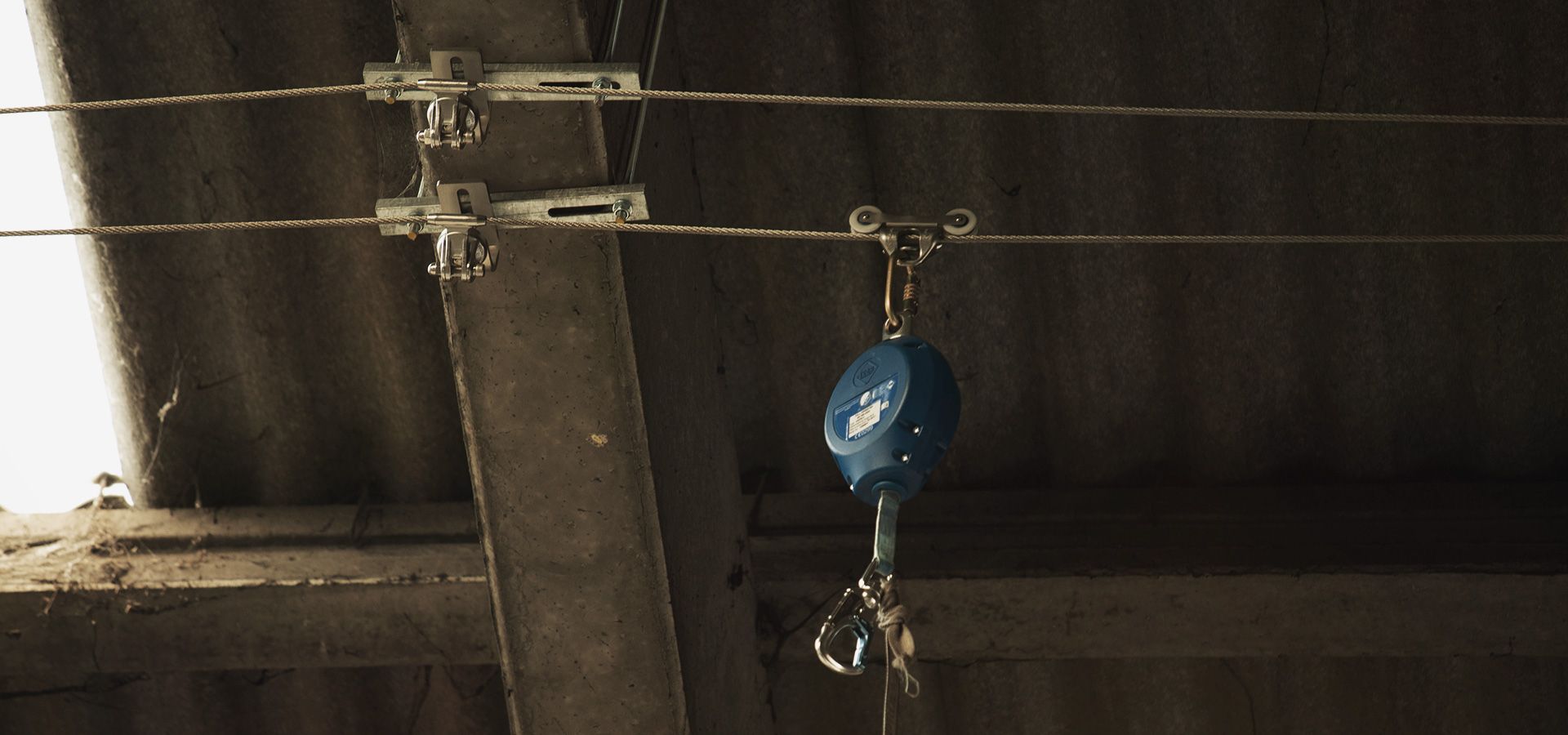 Overhead lifeline installed over trucks